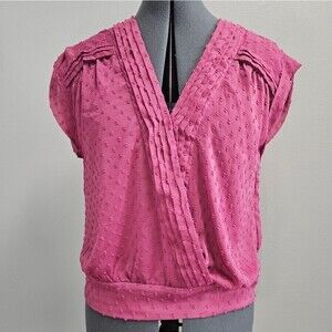 Mason & Belle Stitch Fix Swiss Dot Chiffon Mauve Pink Wrap Blouse Womens Medium